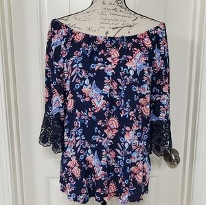 NY&C Soho Jeans Floral Off The Shoulder Blouse